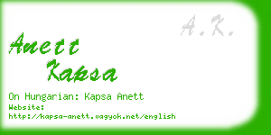 anett kapsa business card